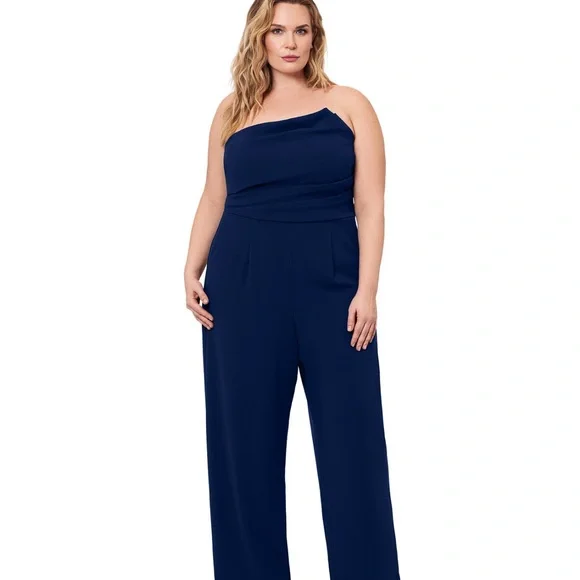 Betsy & Adam Blue Formal Jumpsuit with Sleek Design - Picture 1 of 5